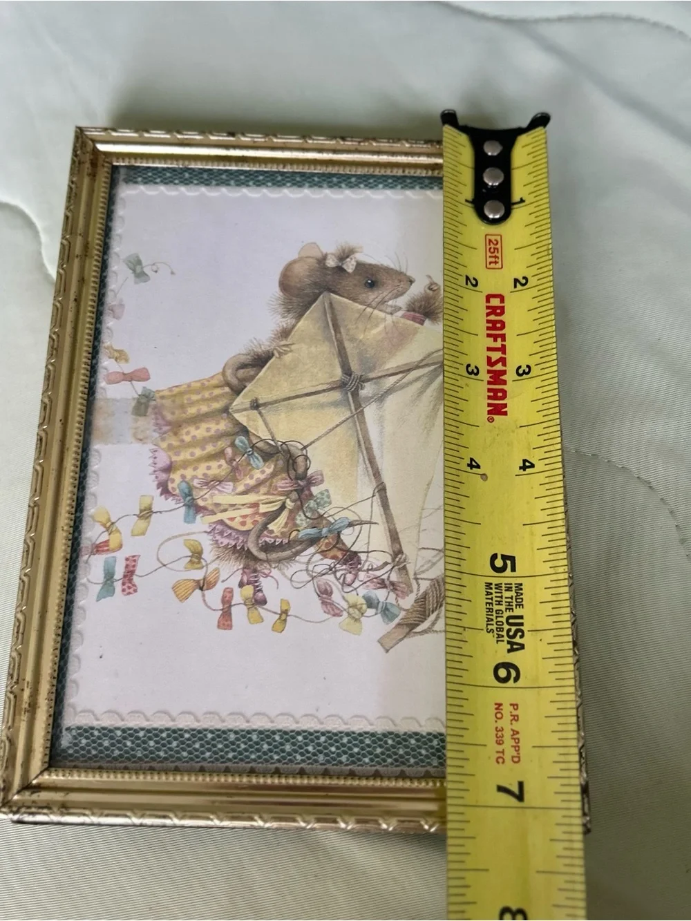 Vintage Mouse Art Print with Mouse Holding a Kite with Colorful Streamers